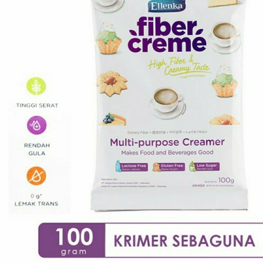 

Ellenka Fiber Creme Multi purpose Creamer / Krimer Serbaguna Tinggi Serat Sachet 100 gr