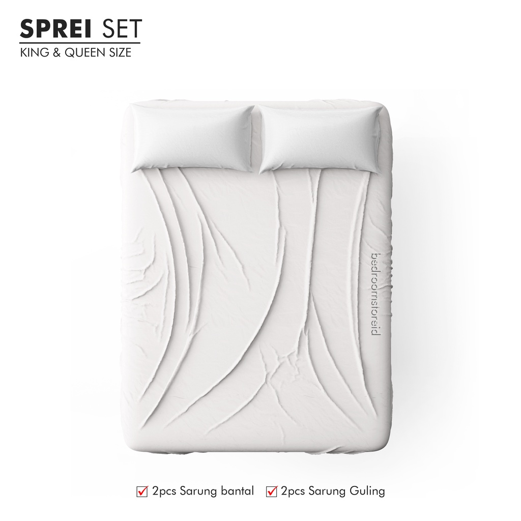 Sprei Aesthetic Polos PUTIH | ALA KOREA Sudah Termasuk Sarung Bantal Guling