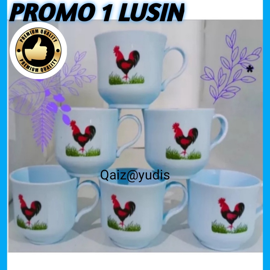 PROMO 1 Lusin Cangkir Plastik Ayam Jago / Cangkir Plastik / cangkir kopi bahan plastik berkualitas