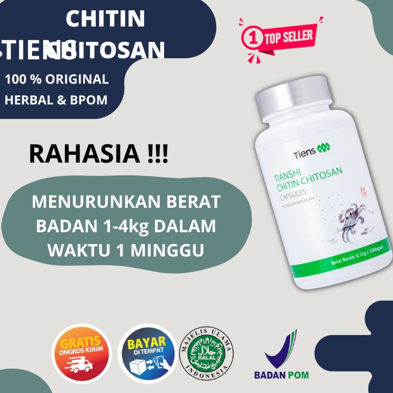 (TERLARIS) CHITIN CHITOSAN CAPSULES 1 BOTOL SUPLEMEN PELANGSING BADAN JERAWAT DAN BRUNTUSAN PENURUN 