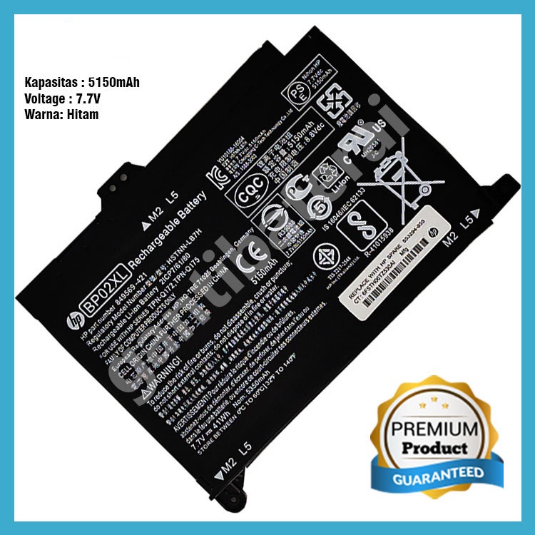 Baterai HP Pavilion BP02XL TPN-Q172 TPN-Q175 HSTNN-LB7H Original