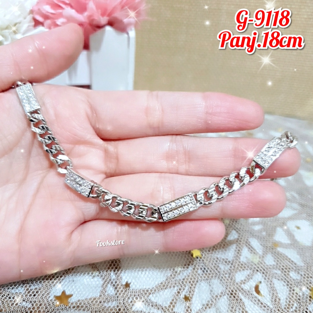 GELANG RANTAI DEWASA MOTIF POLOS SILVER/G-9118