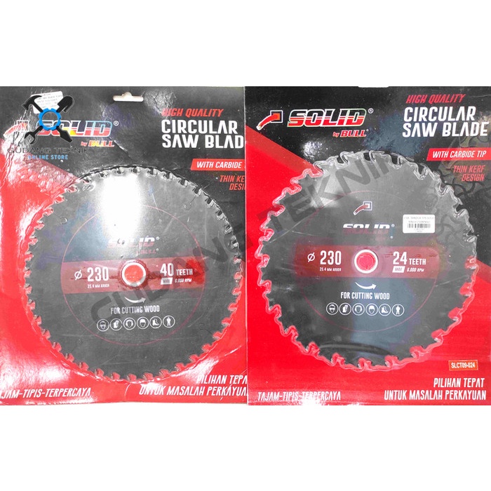 (HITAM) Mata Pisau Kayu Circular Saw TANDUK 9&quot; 230mm 24T 40T SOLID / Mata Gergaji Circle 9 Inch 230x24T 230x40T Circular Saw Blade SOLID