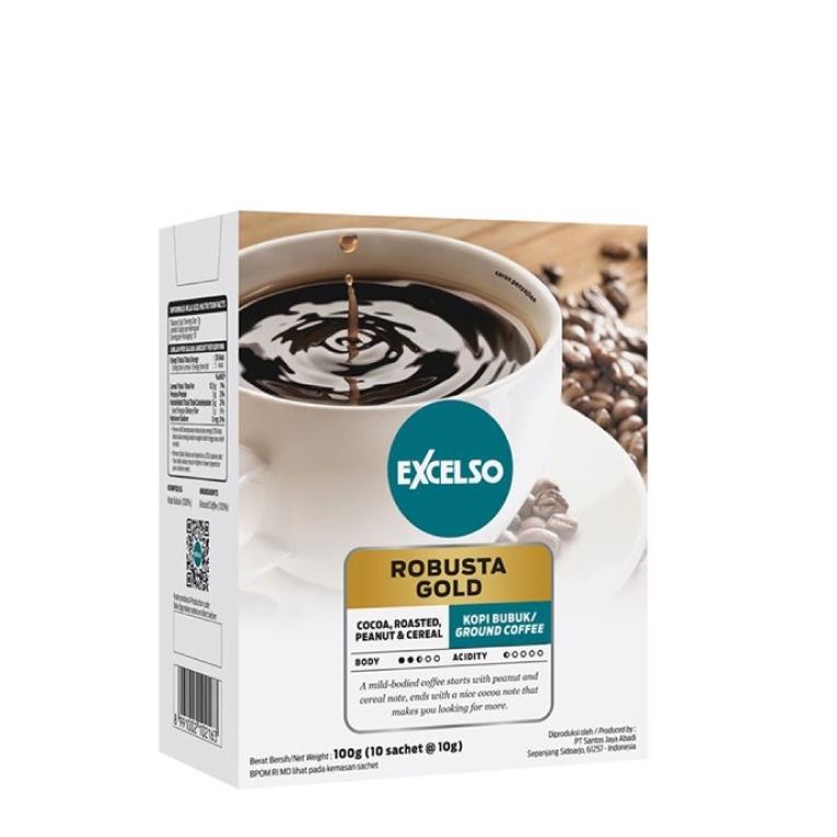 

Di⚡kon !! Excelso Robusta Gold Folding Box Kopi 10 x 10 gr