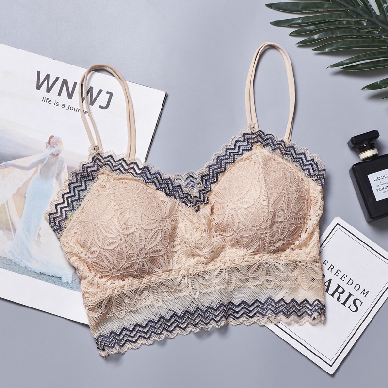 Bra wanita Seamless Sexy Lace Triangle Cup Gather Bra B050