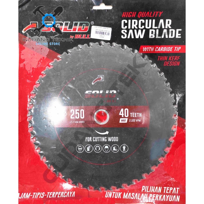 (HITAM) Mata Pisau Kayu Circular Saw TANDUK 10&quot; 250mm 24T 40T SOLID / Mata Gergaji Circle 10 Inch 250x24T 250x40T Circular Saw Blade SOLID