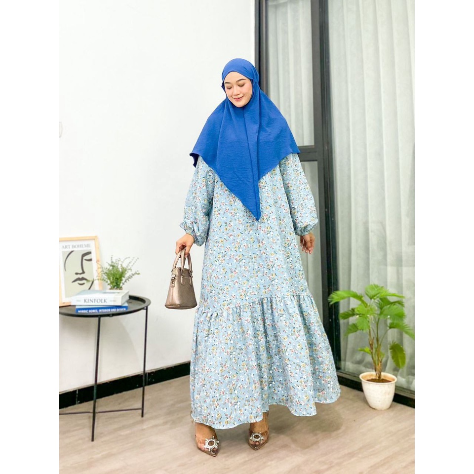 Gamis Crinkle Diamond Premium Warna Soft ( FREE JILBAB / KERUDUNG ) Elegan Zaskia Series Maxi Dress Cringkel Bunga Flower Printing - GAMIS LEBARAN TERBARU 2023 CRINGKLE FASHION MUSLIM KEKINIAN busui wudhlu friendly rempel - GAMIS KONDANGAN PESTA MEWAH