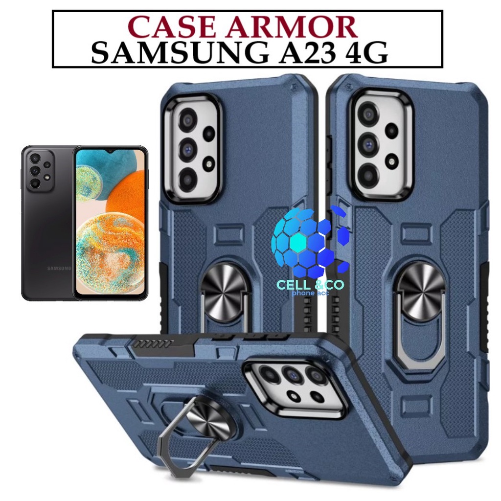 Case Armor New SAMSUNG GALAXY A23 4G Iring Cincin Magnetic Kesing Hp Protect kamera Premium Hard Case Standing Robot Pelindung Kamera