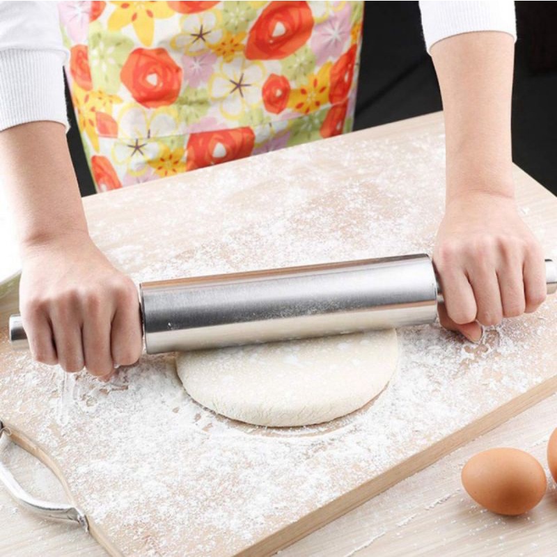 Rolling pin besar stainless 30 CM / Rol perata adonan kue / penggiling adonan roll pin