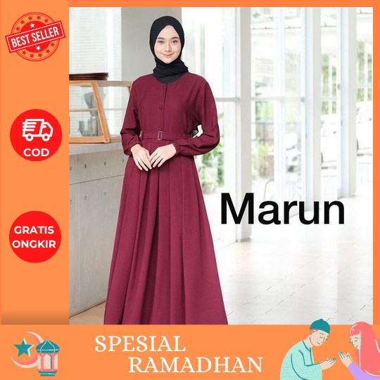 Bilqis Gamis Putih Hitam Polos Wanita Kekinian Ld 108 Cm Bahan Satin Premium Terbaru 2023 Lebaran Re
