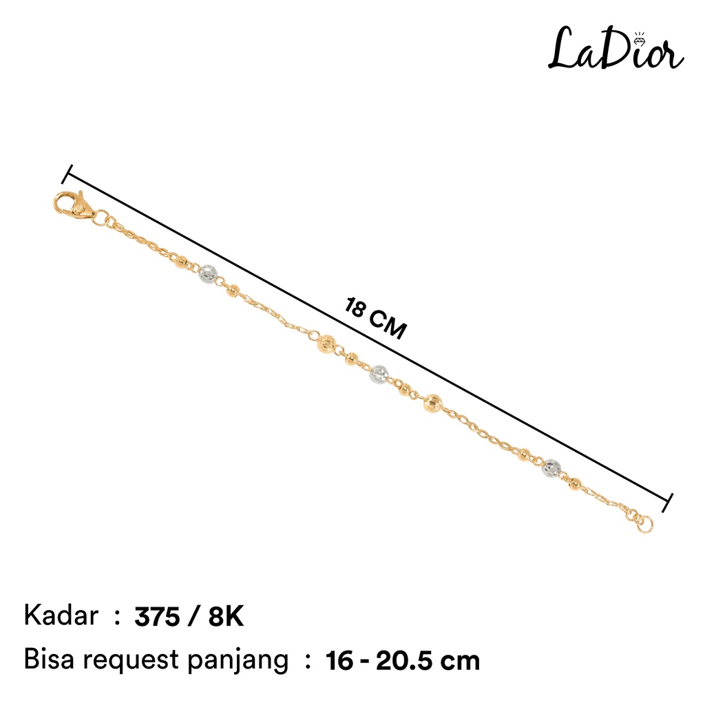 LADIOR - Gelang Rantai Emas Asli Kadar 375 Motif Bola-Bola – 030 - 8K - Yellow Gold