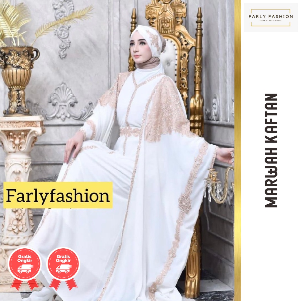 Marwah Kaftan 3 In 1 Inner Turban Gamis Sultan Mewah Kekinian By Farly Fashion Hijab