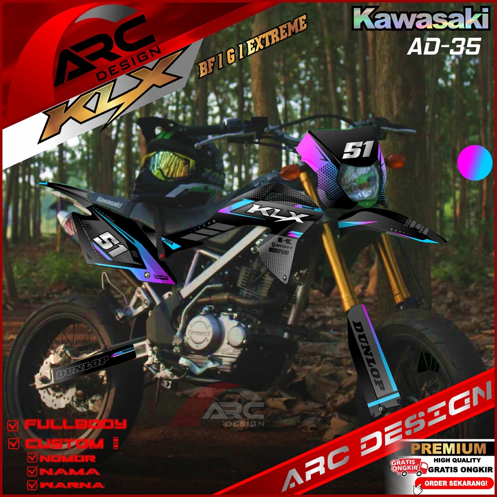 (PROMO COD) TERBARU Decal Sticker Motor Cross Kawasaki KLX 150 BF Full body - Stiker Skotlet Variasi