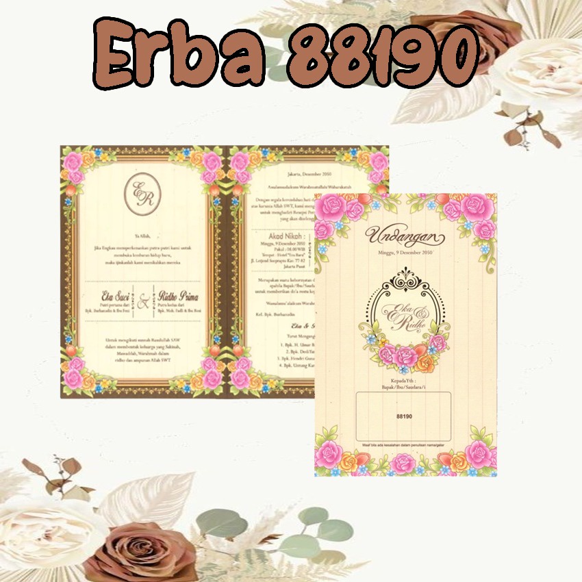 

Undangan Pernikahan ERBA 88190/ UNDANGAN KOSONGAN / UNDANGAN +CETAK / HARGA MURAH BERKUALITAS