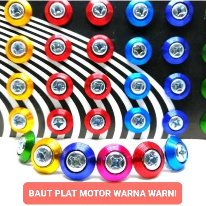 Baut Dudukan Plat Nomor Sepeda Motor Universal Motif Bintang Ukuran 10 Warna Warni Serbaguna