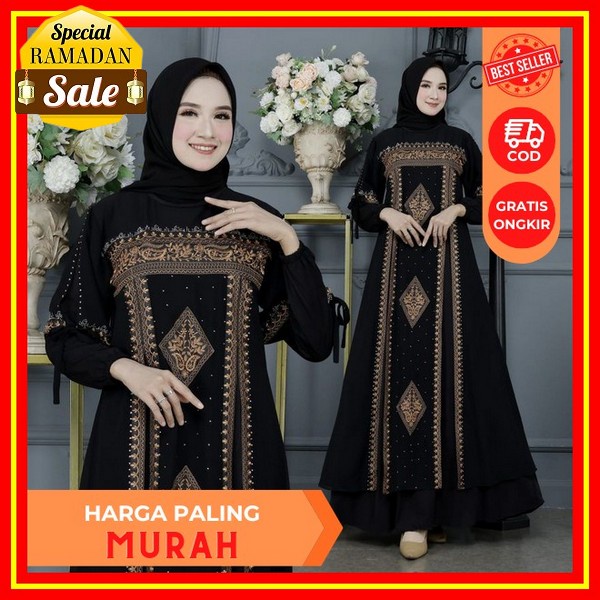 Gamis Wanita Terbaru Savira Abaya Matt Ceruty Babydoll Mix Renda Dress Kondangan Mewah Elegan Abaya 