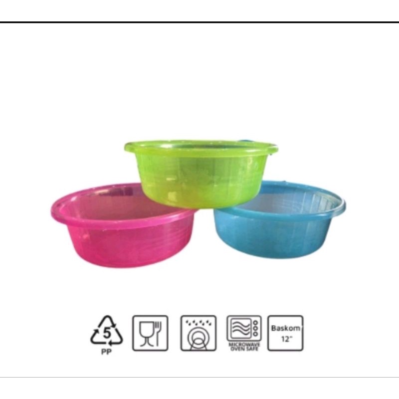 Baskom plastik transparan kmp 10inch /baskom serbaguna kmp mutiara