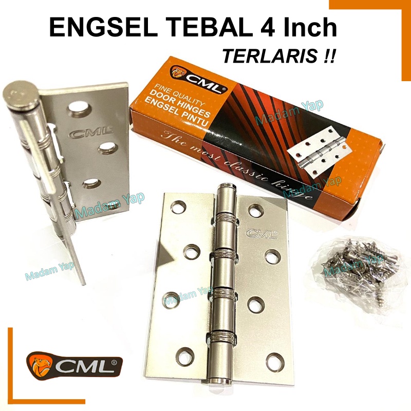 Engsel Tebal Stainles 4&quot; Inch Bagus / Pintu Jendela Silver Stenlis