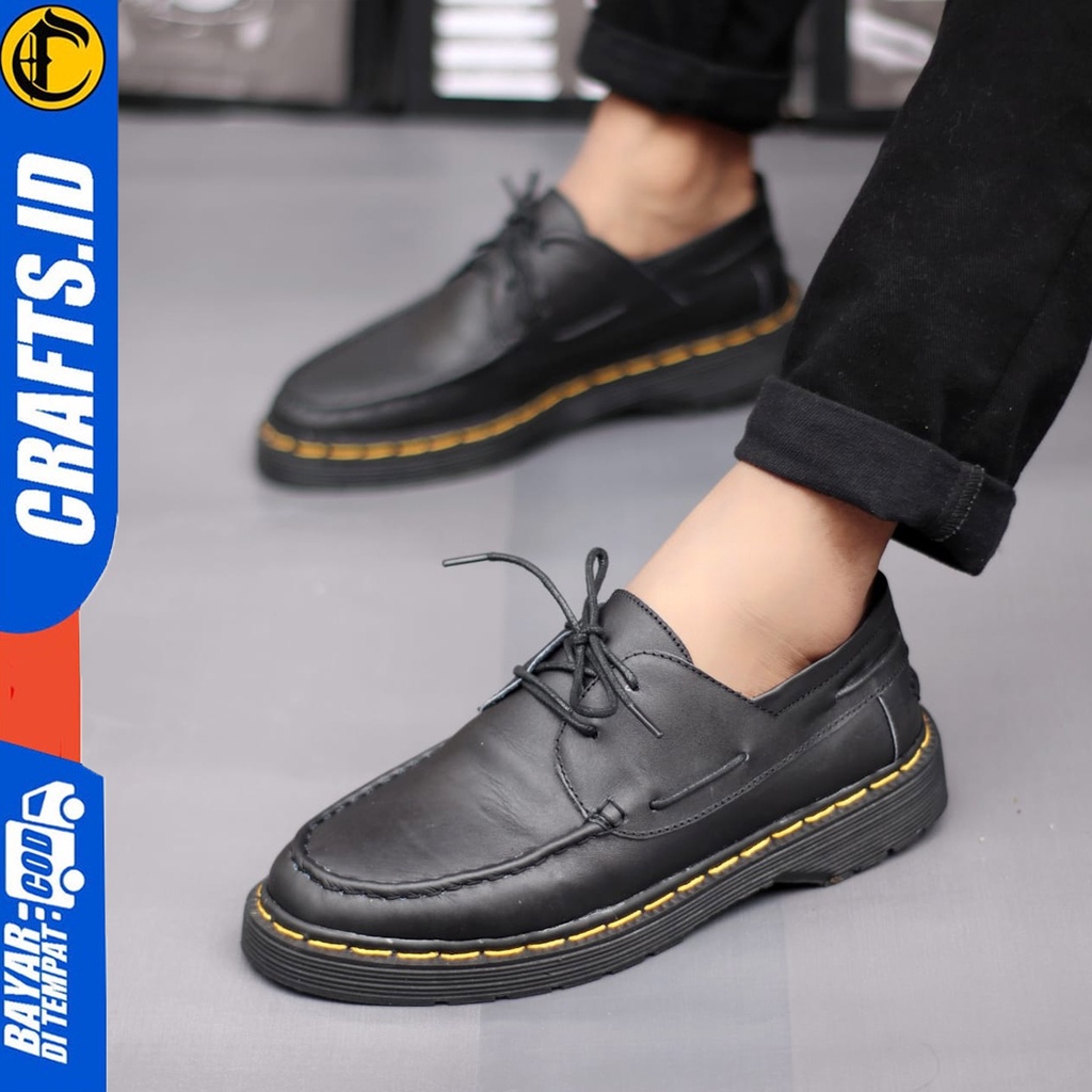 CRAFTS baltir - Sepatu Pantofel Formal Docmart Low Boots Kulit Asli Kerja Pria