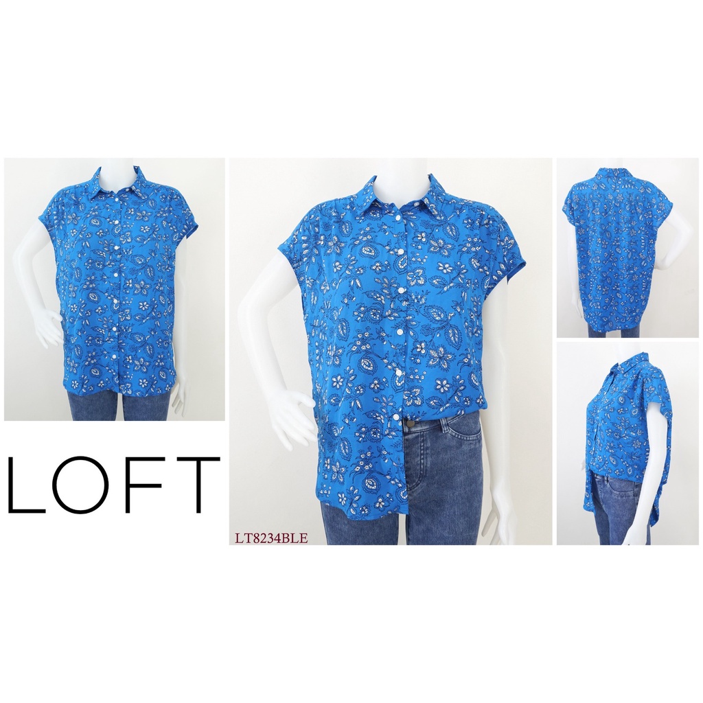 Baju Atasan Wanta / Blouse LOFT BY ANN TAYLOR Motif Floral Tanpa Lengan Pakaian Wanita LT8234