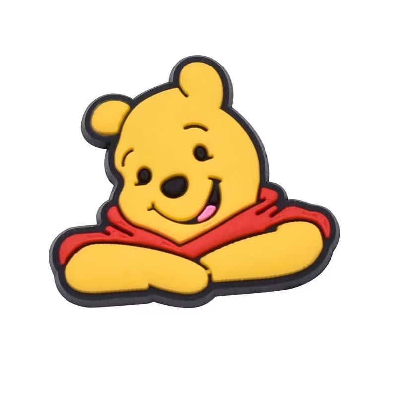 Cute 1pcs Pesona Sepatu Winnie the Pooh Pin Gesper Aceessories Sandal cute shoes decoration Hadiah Anak