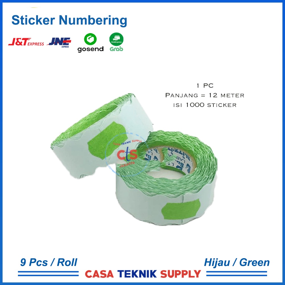 

Sticker Numbering (Green/Hijau) Per Roll (Isi 9pcs) - Orange