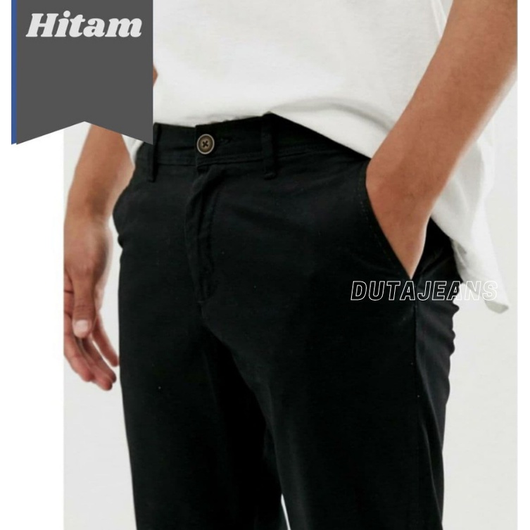 CELANA CHINO Panjang Pria Slimfit KERJAHARIAN Santai Casual Formal Hitam Abu Cream Mocca Size 27-38 Melar Stretch Skinny Pensil