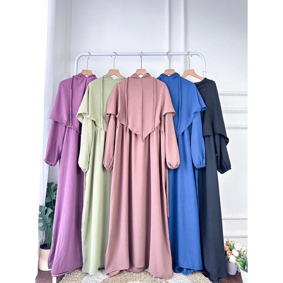 (EKSKLUSIF PREMIUM PRODUK) MARIAM SET KHIMAR SYARI WANITA MUSLIMAH AIRFLOW CRINCKLE DEODORA PREMIUM