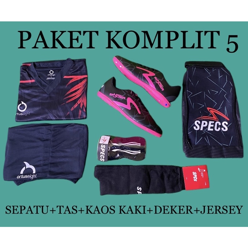 Sepatu Futsal Spyder Paket Komplit 5 SEPATU FUTSAL + TAS + DEKER + KAOS KAKI + JERSEY
