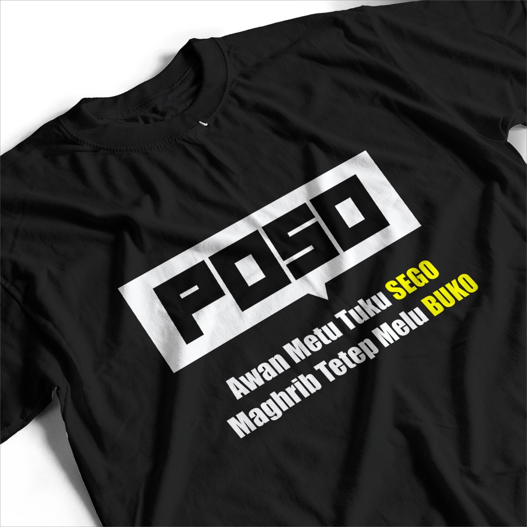 Kaos Puasa/Poso Bahasa Jawa Hitam Pria Kata Baju  Lebaran Lucu Ramadhan Keren Distro Streetwear Aest
