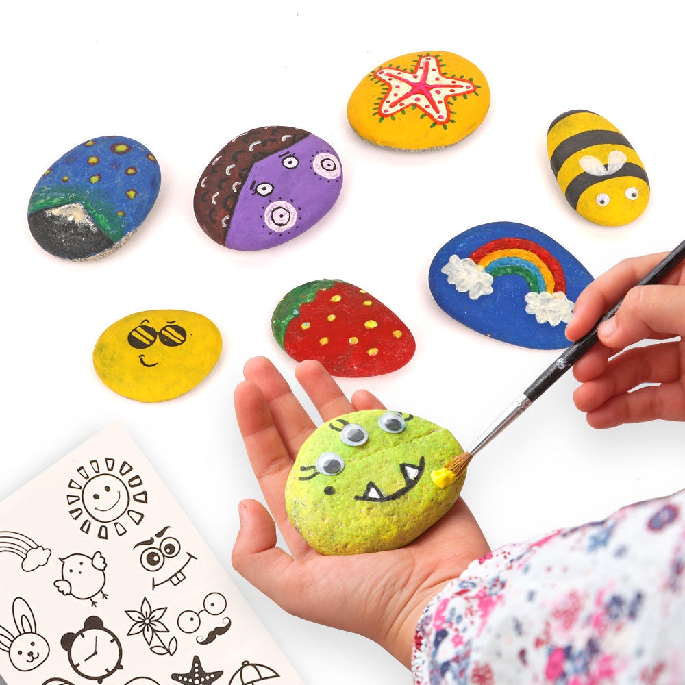 Mainan DIY Melukis 3D Stone Pet Painting Set Mainan Montessori Anak