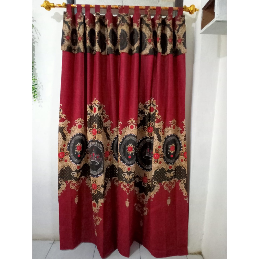 Hordeng Pintu Tali 90*200 /Sekat Ruang Minimalis/Gorden Pintu Kamar/Gorden Motif Bunga / Gorden shabby