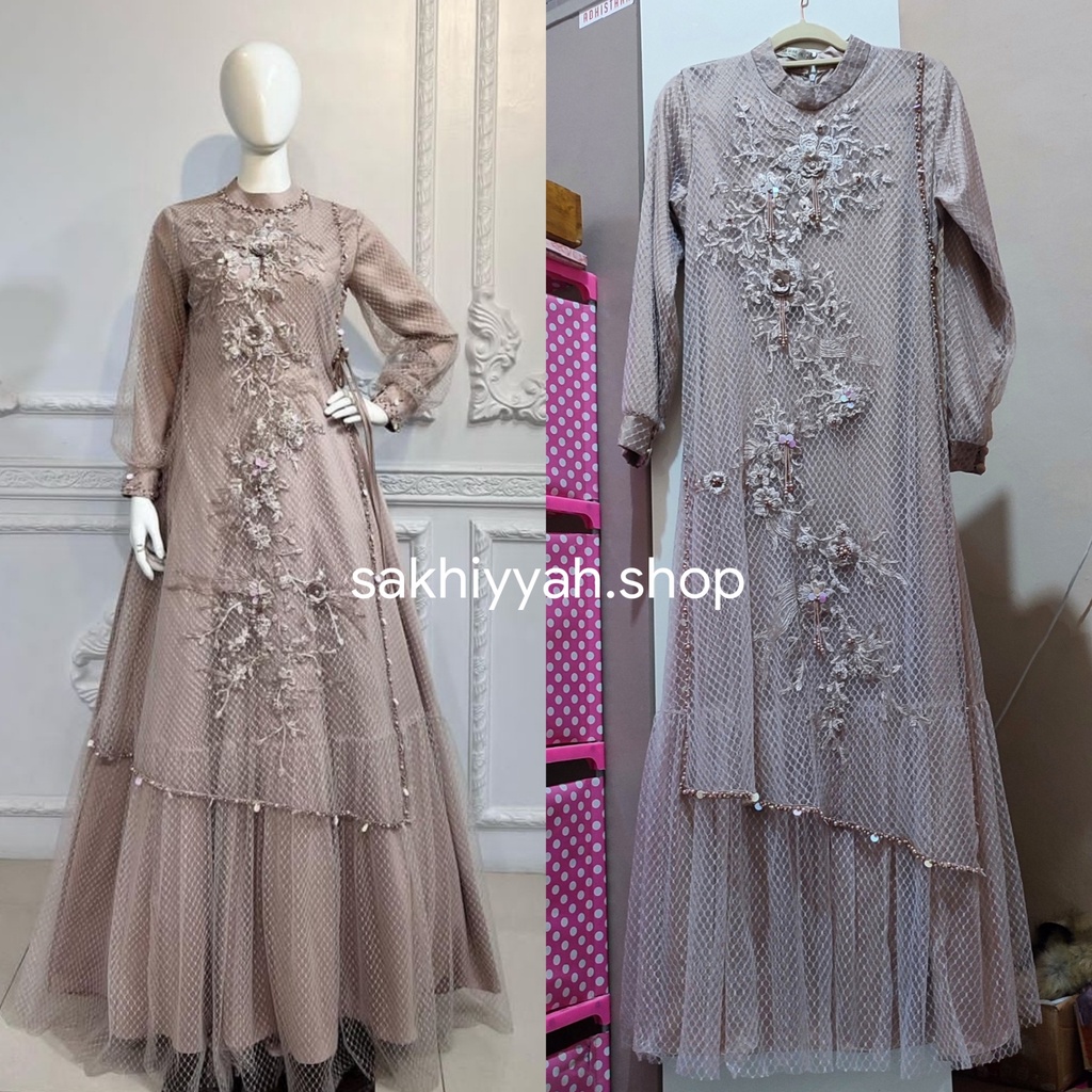 Exclusive Vieri Nude Embroidery by Sarsa Hajar (1 x Pakai) LD 100cm