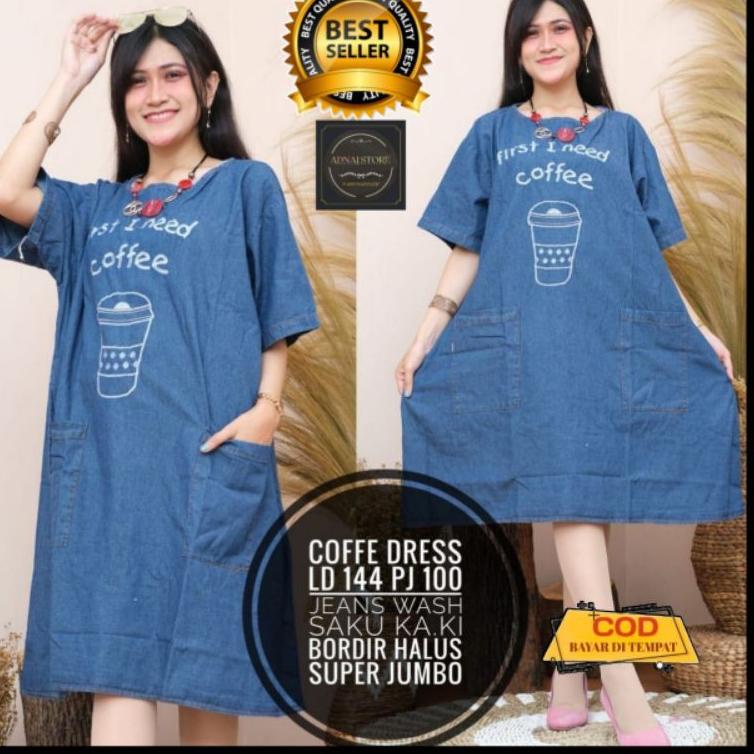 murah dress jeans wanita /dress jeans jumbo/dress levis/dress jumbo big size/daster jeans/daster lev