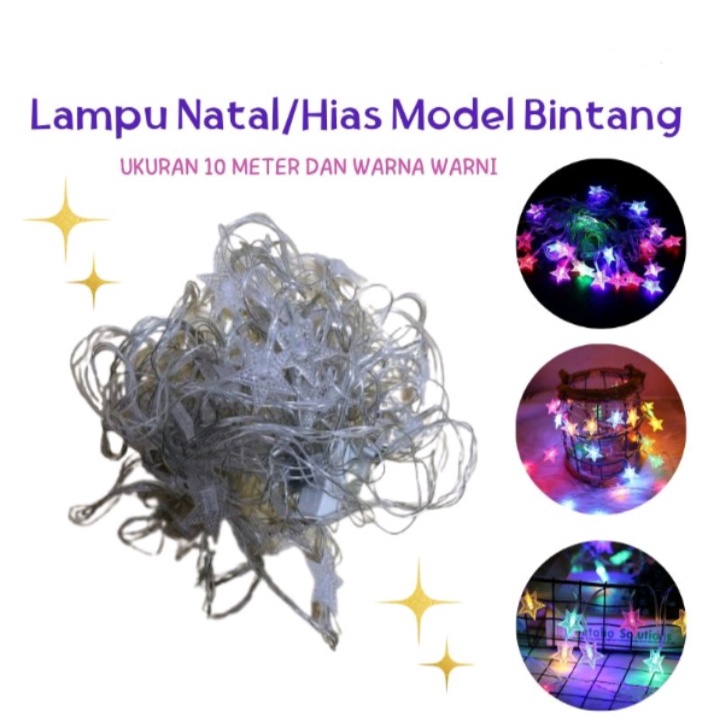 Lampu Tumblr Natal Warna Warni Model Bintang 10 Meter