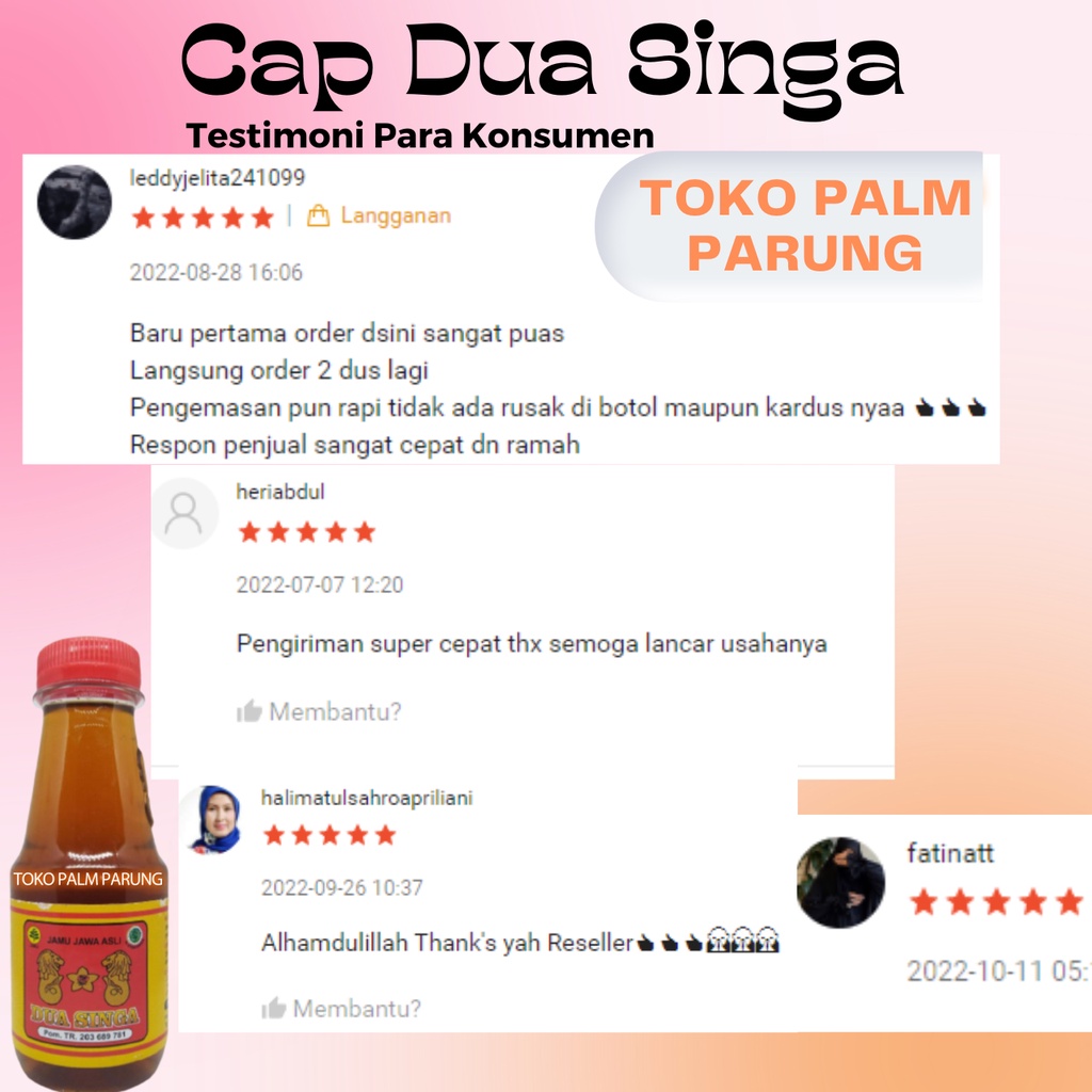 Jamu Dua Singa 150ml Minuman Kesehatan Obat Asam Urat Pegal Linu Nyeri Sendi Lutut Pegel Linu Rematik Encok Legakan Sesak Nafas