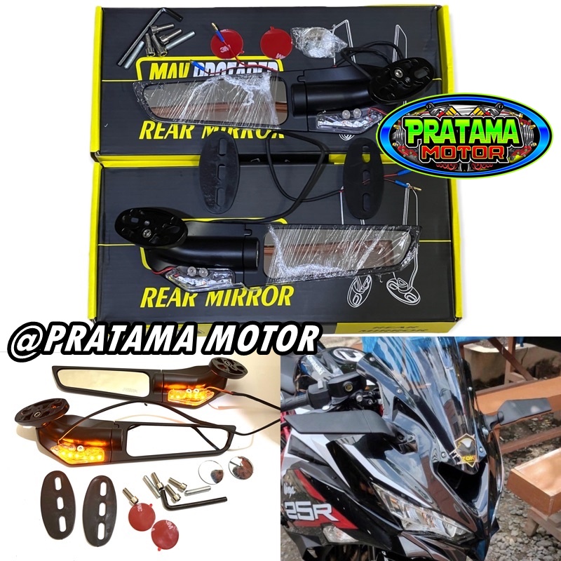 COD Spion Winglet Besar/Kecil Sein Model Fairing Full Cnc Rear Mirror Spion Motor Fairing Stealht Winglet Universal Ninja ZX250R ZX600RR H2R R6 Ninja 250 Fi Karbu R15 R25 Aprillia Ducati