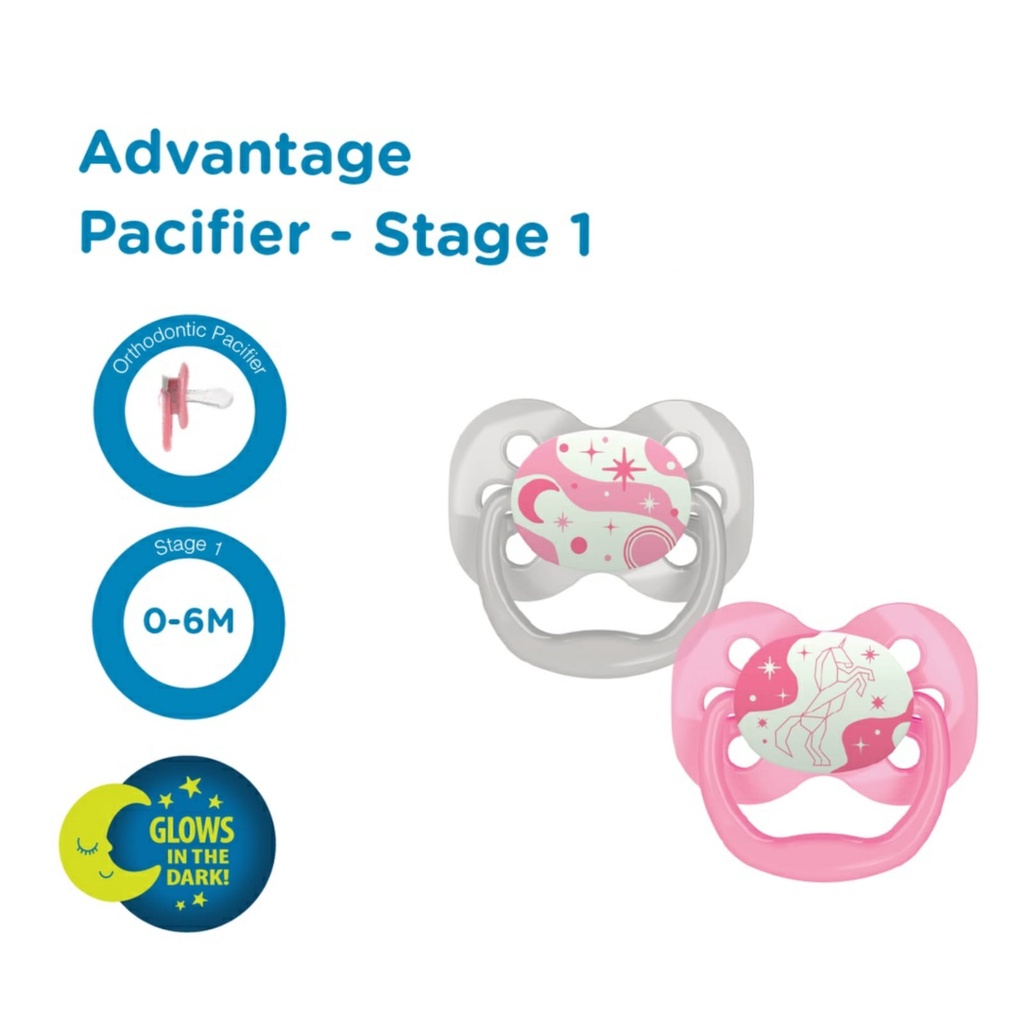 DR BROWNS Advantage Pacifier Glow in the dark 0-6 6-18 month Empeng Bayi Dr Browns