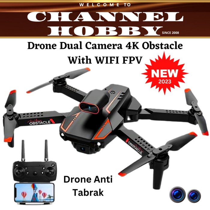 Drone Dual Camera 4K / Drone 2 kamera / Drone Anti Tabrak / Drone Fpv