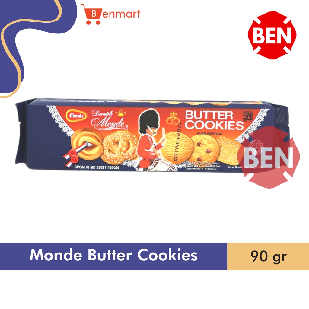 

Monde Butter Cookies 90g 90gr 90 g gr Biskuit Kue Kering Danish Kecil