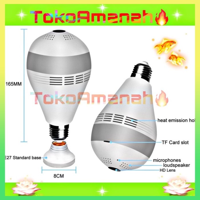 Cctv Ip Kamera Wifi Bulb Panoramic Lampu Bohlam VR Spy Cam Owlcam HD