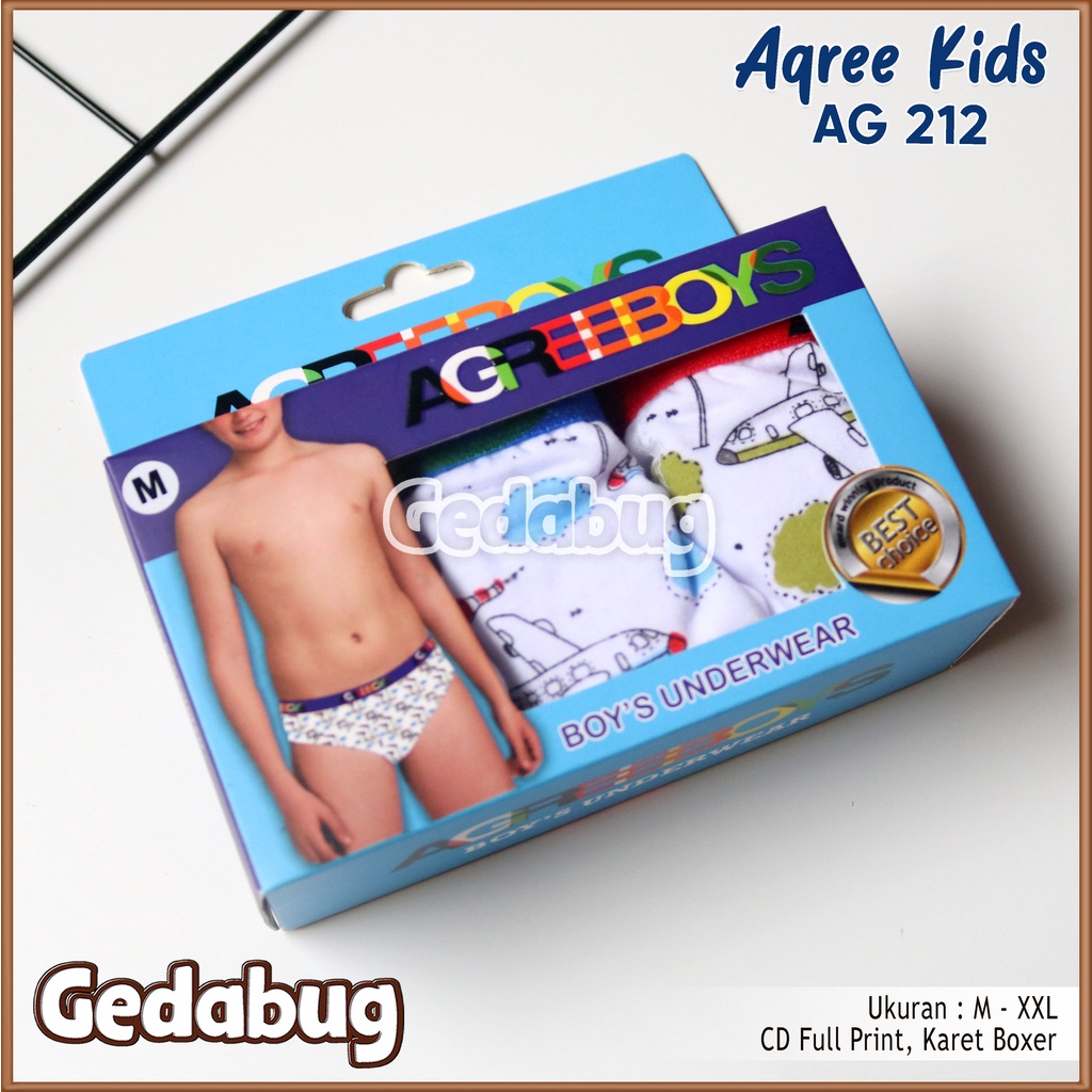 [ 3 pc ] CD Anak Agree Kids AG 212 | Celana dalam anak full print karet Boxer | Gedabug