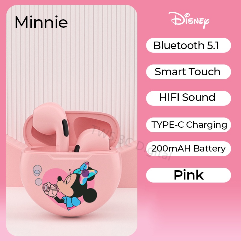 [Garansi 6 bulan] 100% Original Disney Wireless Headset Lotso Bluetooth 5.1 TWS Earphone Dengan Mikrofon Untuk Android IOS