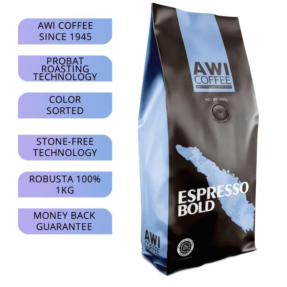 

✨ Awi Kopi Espresso Bold Biji 1Kg | Roasted Coffee Beans | Robusta | Premium Grade 1 !!!