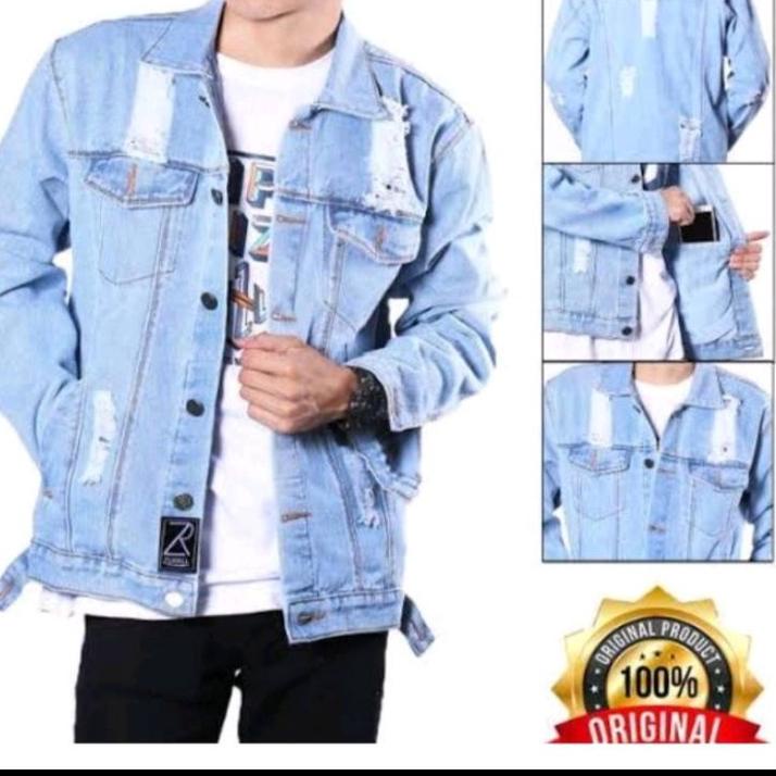 Lebaran Sale⚡️⚡️JAKET JEANS SOBEK M L XL XXL 3XL 4XL JAKET JEASN PRIA SOBEK ROBEK RIPPED BIOBLITZ BI