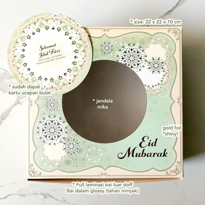 

Hampers 10Pcs Kotak Dus Kue Lebaran Packaging Cake Box Idul Fitri 22,5X22,5X10 Stok Terbatas