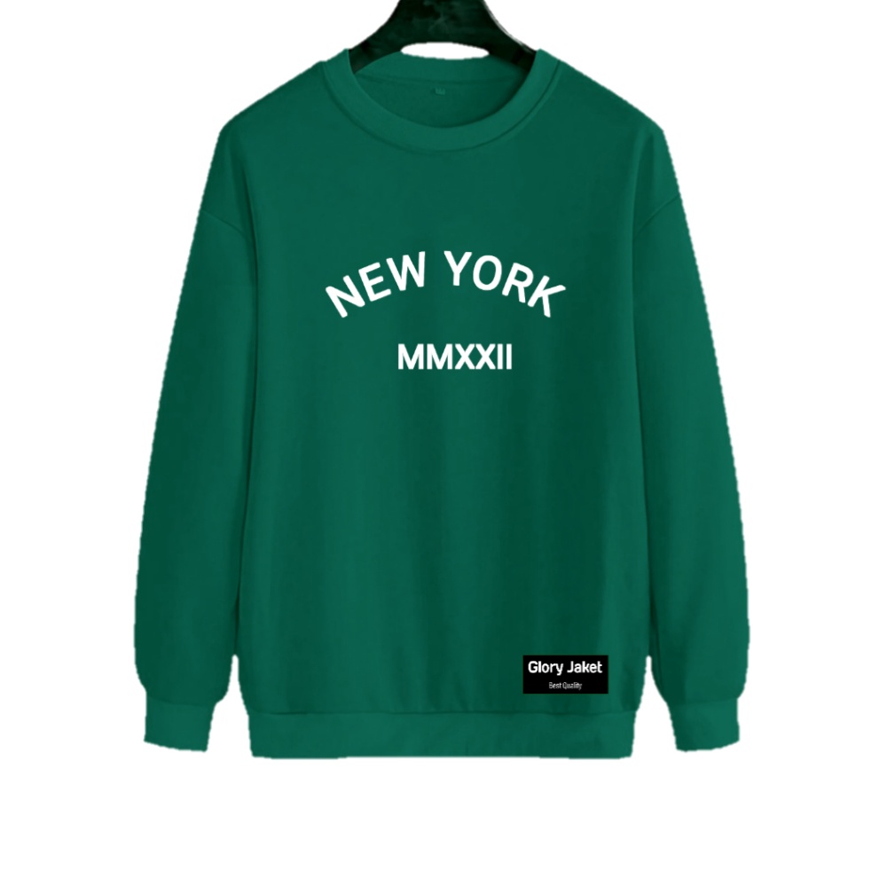 Sweater Crewneck Pria NEWYORK 15 Warna M L XL XXL 3XL 4XL