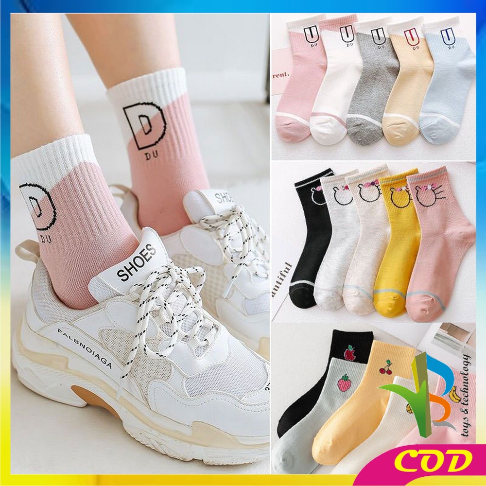 RB-P257 Kaos Kaki Motif Garis Kucing Panjang Semata Kaki Kaoskaki Pendek Wanita Ankle Socks Ala Korea Semata Kaki Import