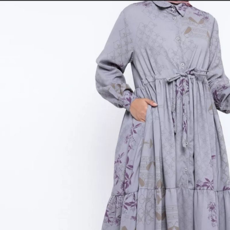 Zaskia Mecca Hagia Grey Gamis Dress Size M Edisi Palembang