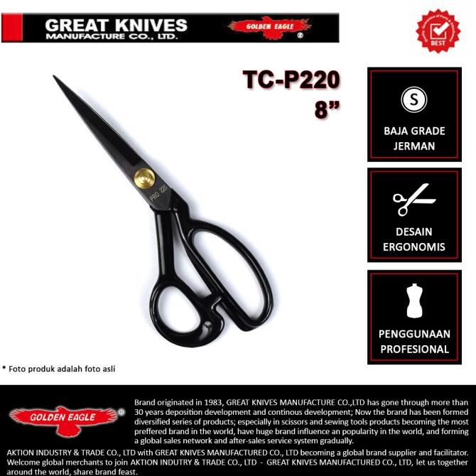 

GUNTING POTONG BAHAN KAIN GOLDEN EAGLE 8 INCH TC-P220 - TAILOR SCISSOR